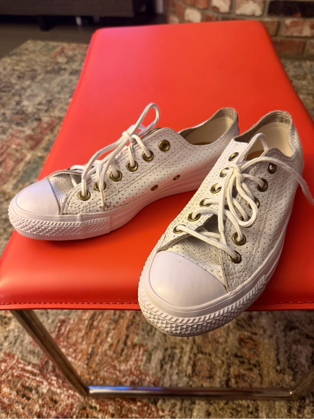 Converse White Low-Top Leather Lace-Up Sneakers